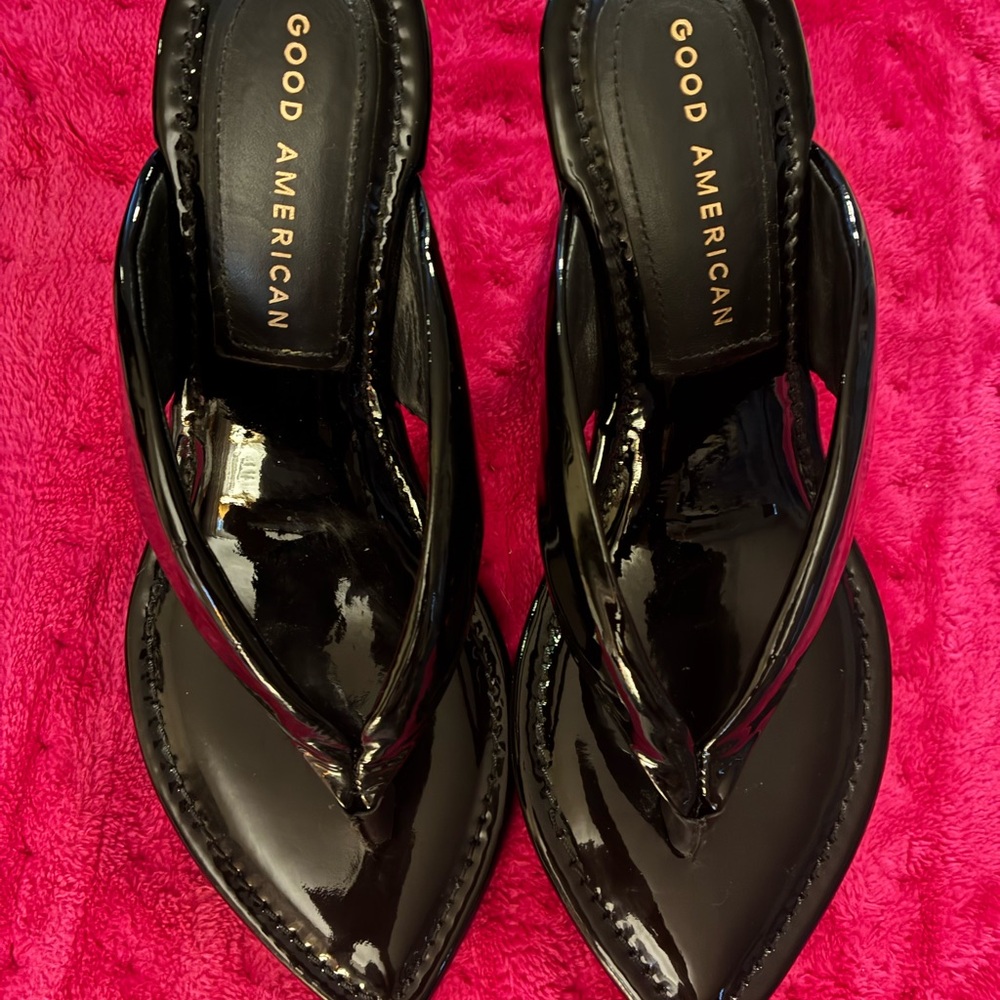 Good American Glossy Black Heels